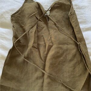 Deiji Studios Plaid Brown Dress